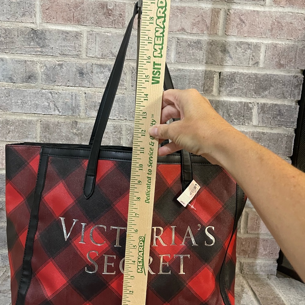 Victoria's Secret Red and Black Plaid Tote - Picture 5 of 9
